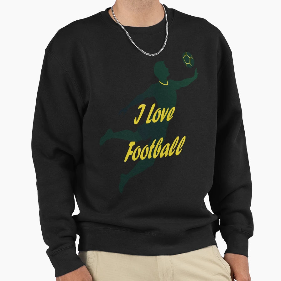 I Love Football Dynamic Player Sweatshirt - Custom Art Print for Adults - T-Shirt, Sweatshirt, Hoodie