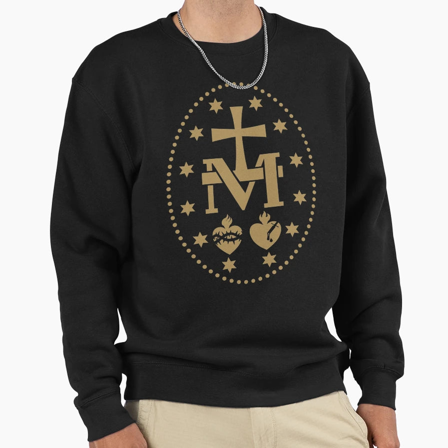 Miraculous Medal Virgin Mary Sweatshirt - Minimalist Print Unisex - T-Shirt, Sweatshirt, Hoodie