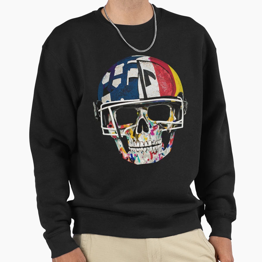 American Football Helmet Skull Sweatshirt - Graphic Print Unisex - T-Shirt, Sweatshirt, Hoodie