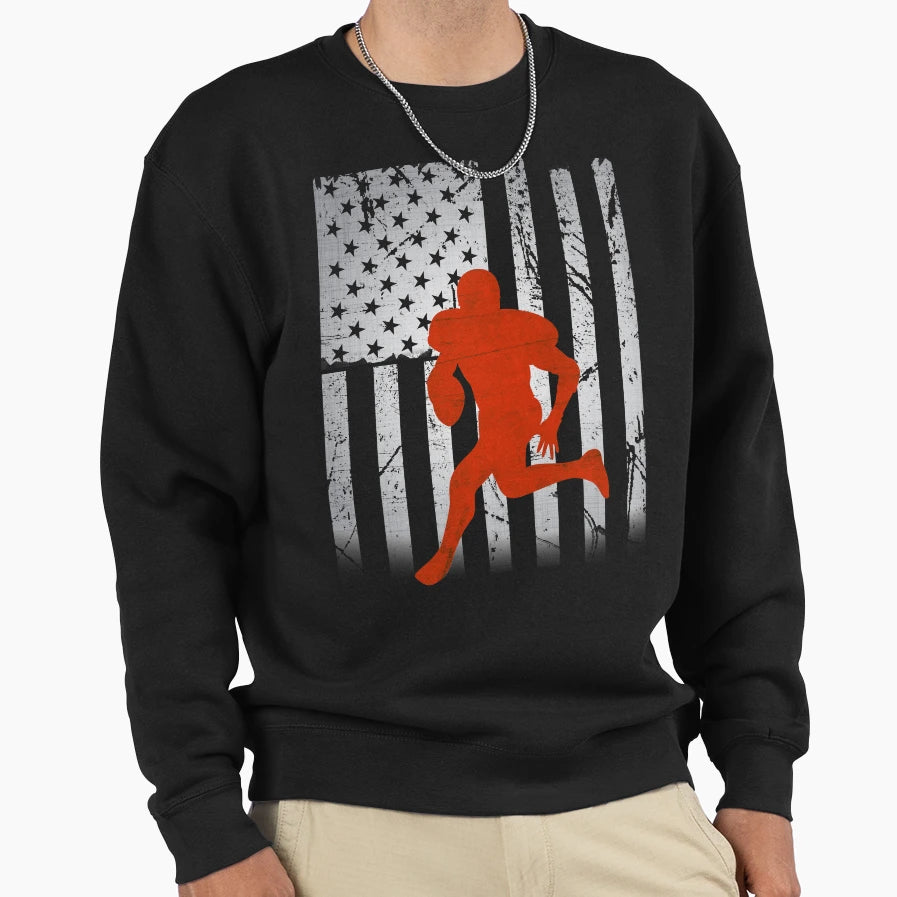 American Fottball Usa Merican Flag Sweatshirt - Aesthetic Graphic Unisex - T-Shirt, Sweatshirt, Hoodie