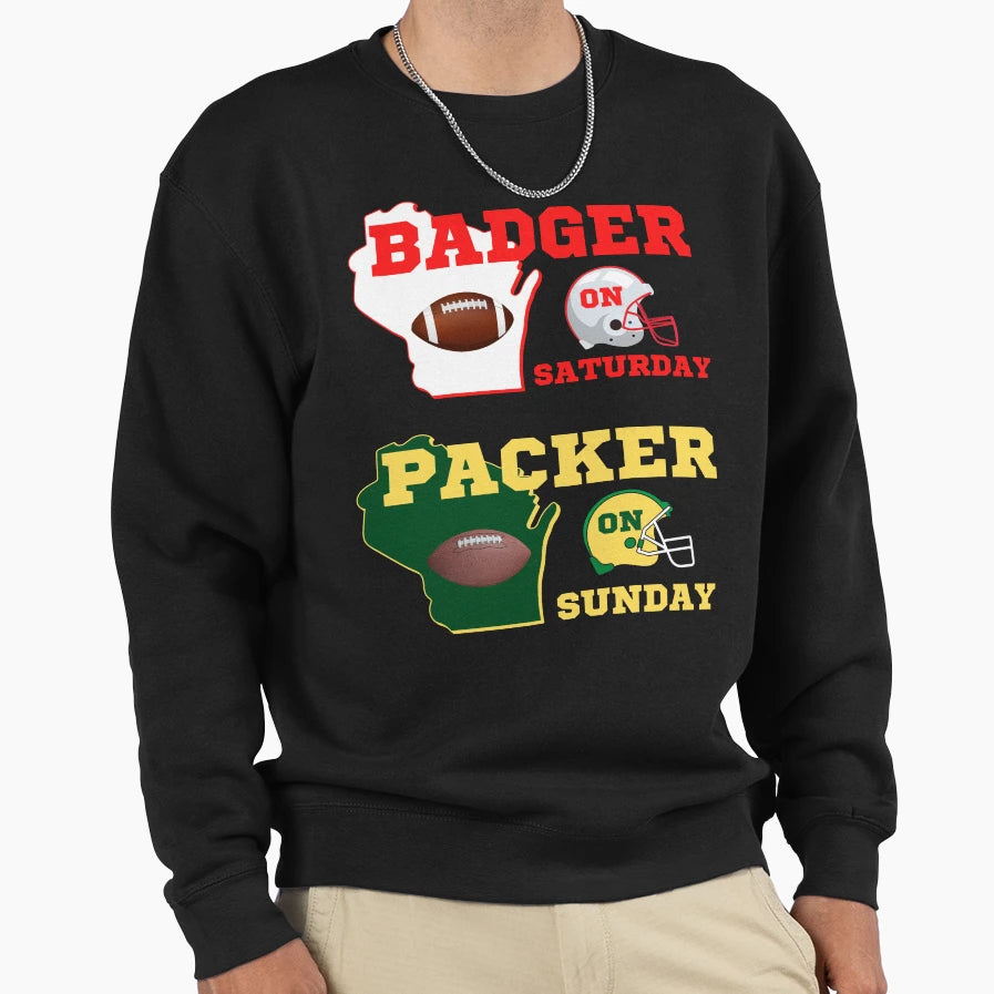 Badger Saturday Packer Sunday Sweatshirt - Graphic Print Unisex - T-Shirt, Sweatshirt, Hoodie