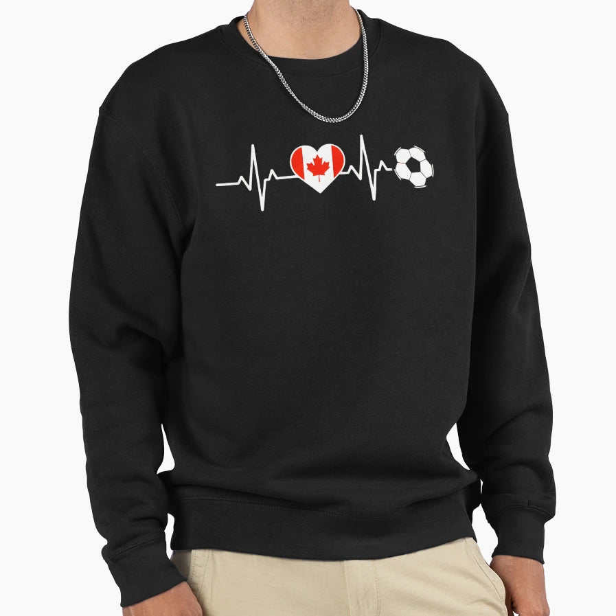 Canada Soccer Heartbeat Maple Leaf Sweatshirt - Minimalist Print Unisex - T-Shirt, Sweatshirt, Hoodie