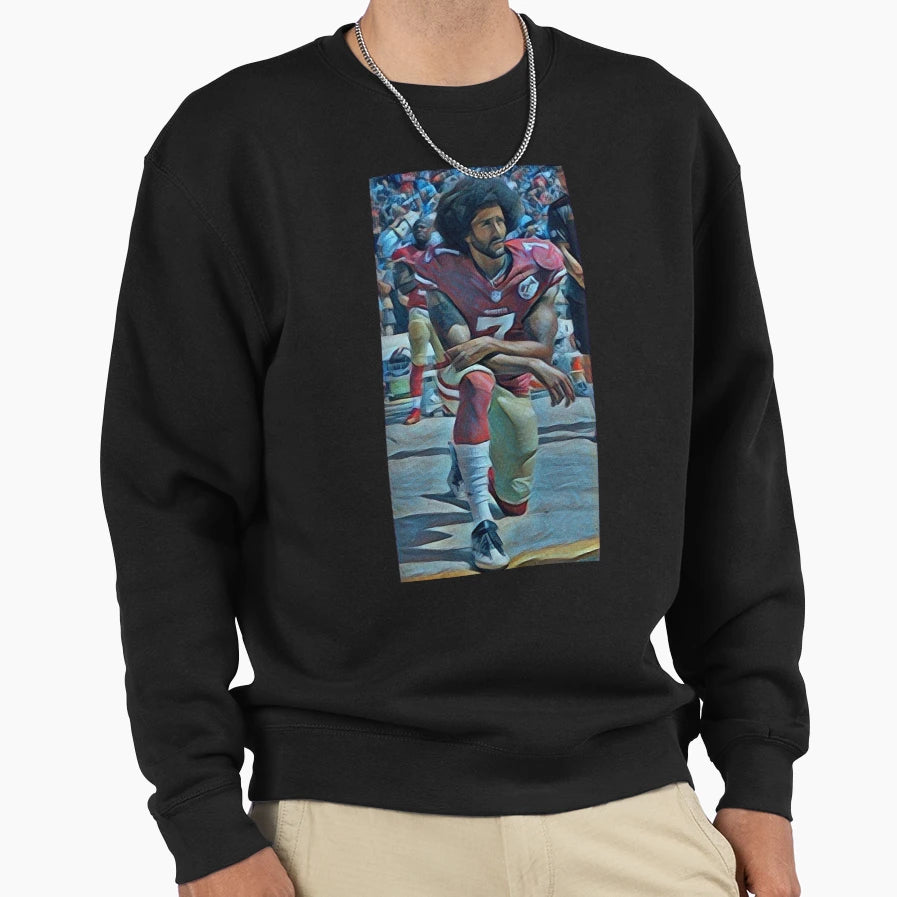 Colin Kaepernick Kneeling Sweatshirt - Unique Graphic Men Women - T-Shirt, Sweatshirt, Hoodie