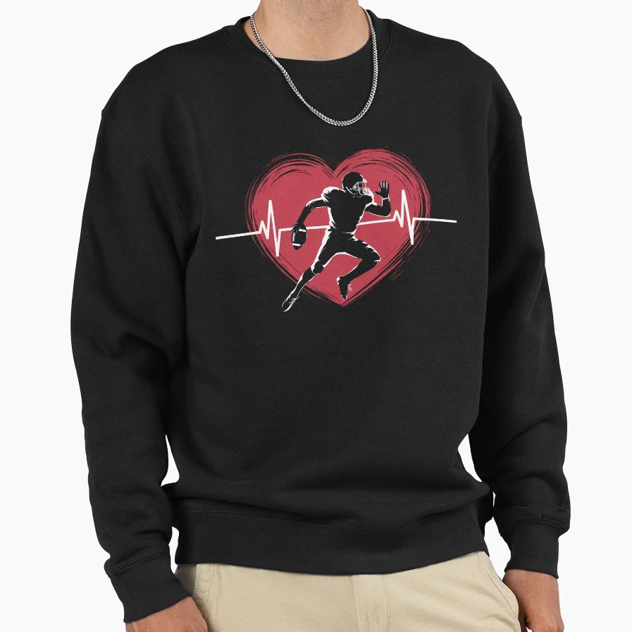 American Football Player Heart And Sweatshirt - Aesthetic Graphic Unisex - T-Shirt, Sweatshirt, Hoodie