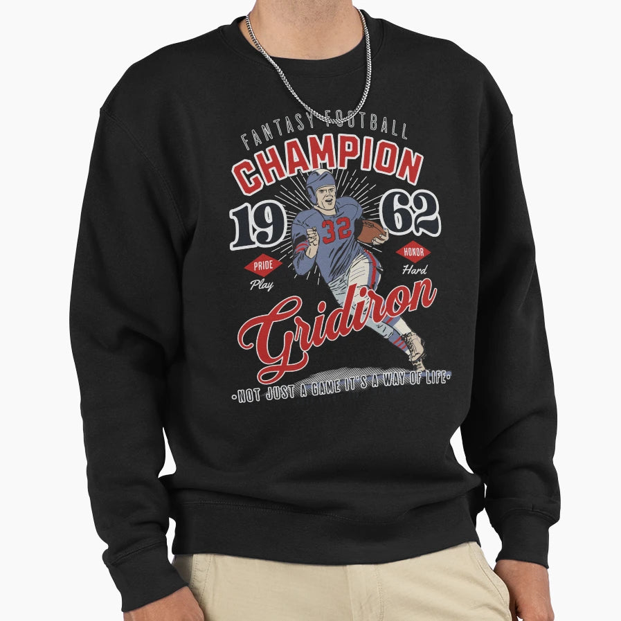 Fantasy Football Champion Sweatshirt - Graphic Print for Adults - T-Shirt, Sweatshirt, Hoodie
