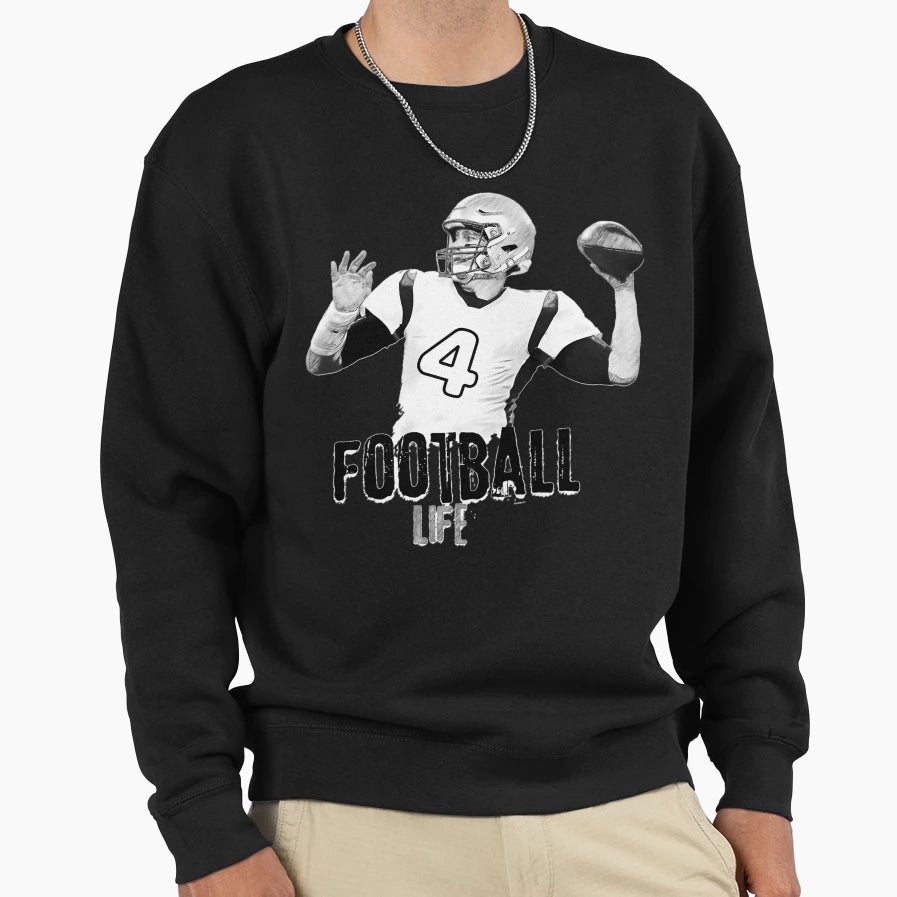 Football Life Sketch Quarterback Sweatshirt - Custom Art Print Unisex - T-Shirt, Sweatshirt, Hoodie