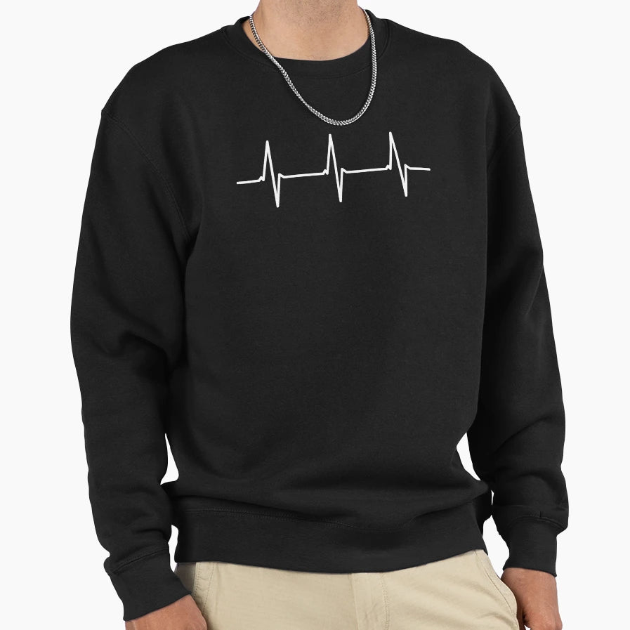 Electrocardiogram Ecg Heart Beat White Sweatshirt - Custom Art Print Unisex - T-Shirt, Sweatshirt, Hoodie