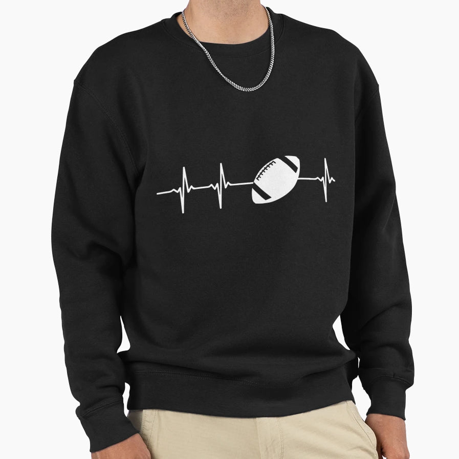 American Football Heartbeat Sweatshirt - Trendy Graphic Unisex - T-Shirt, Sweatshirt, Hoodie