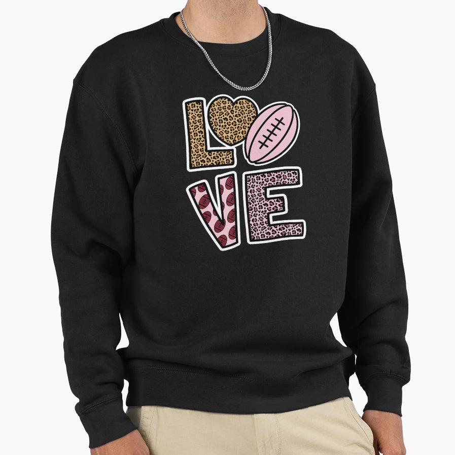 Love Rugby Leopard Sports Sweatshirt - Novelty Apparel for Adults - T-Shirt, Sweatshirt, Hoodie