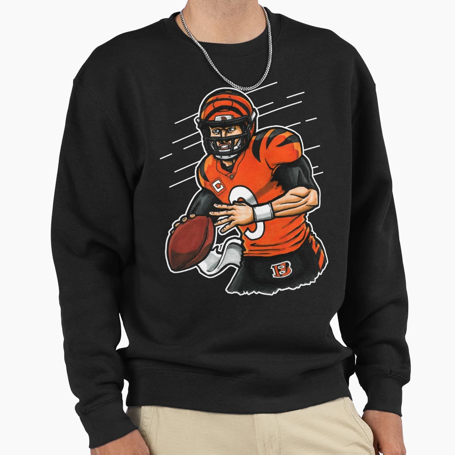 Burrow Qb Black Sweatshirt - Casual Everyday Wear for Adults - T-Shirt, Sweatshirt, Hoodie