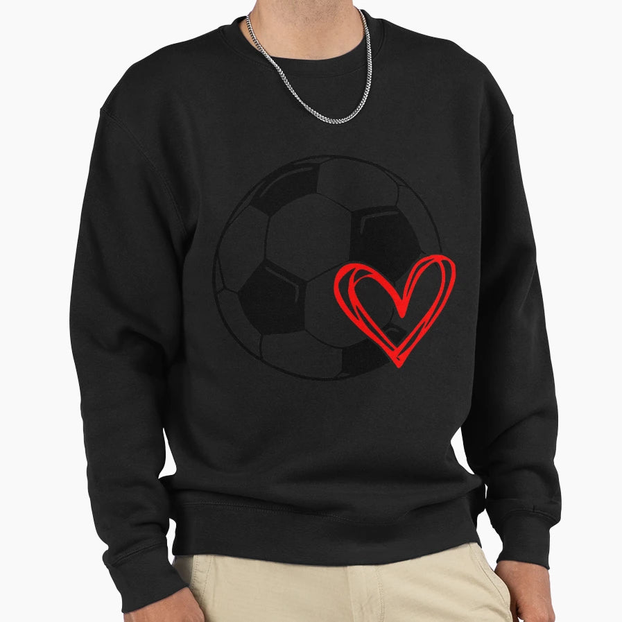 Love Soccer Heart Sweatshirt - Graphic Print Unisex - T-Shirt, Sweatshirt, Hoodie
