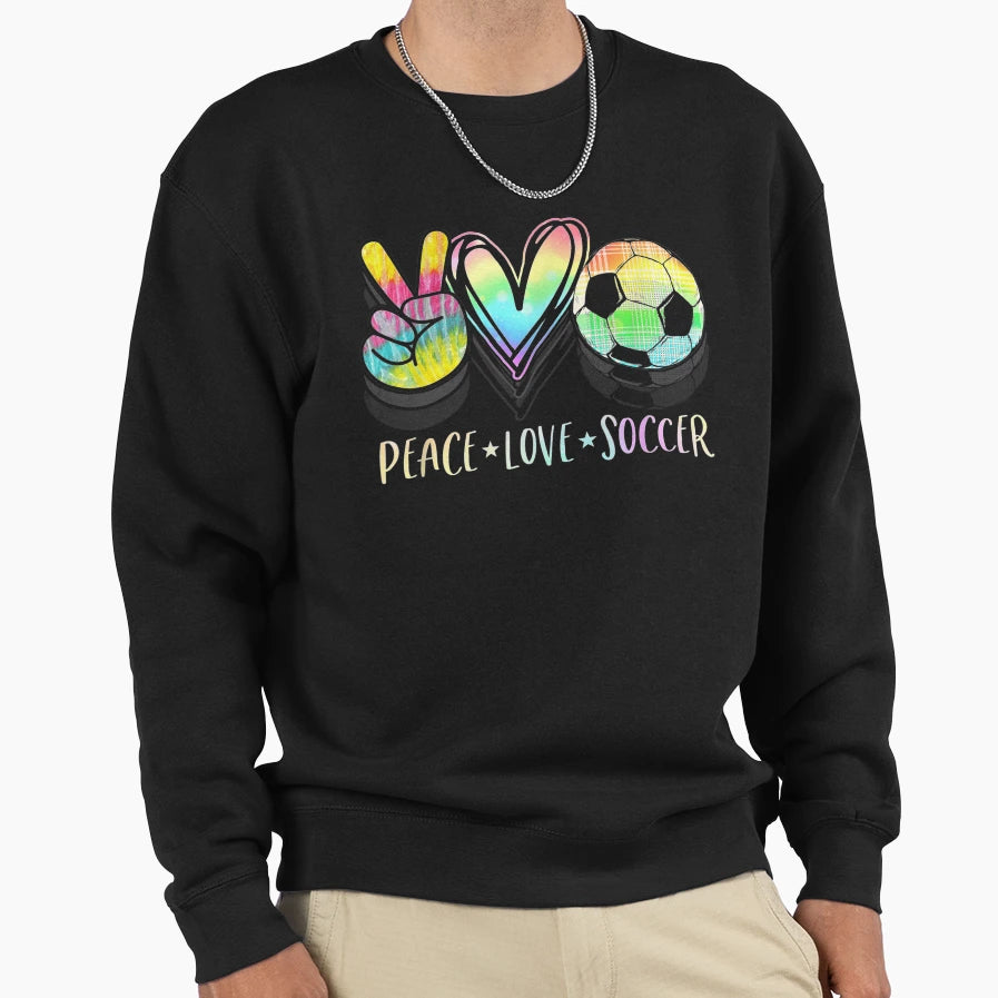 Peace Love Soccer Heart Ball T-Shirt - Novelty Apparel Unisex - T-Shirt, Sweatshirt, Hoodie