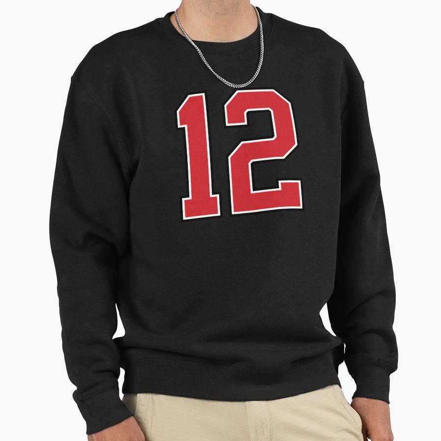 Sports Number 12 Red Black Color Sweatshirt - Custom Art Print Men Women - T-Shirt, Sweatshirt, Hoodie