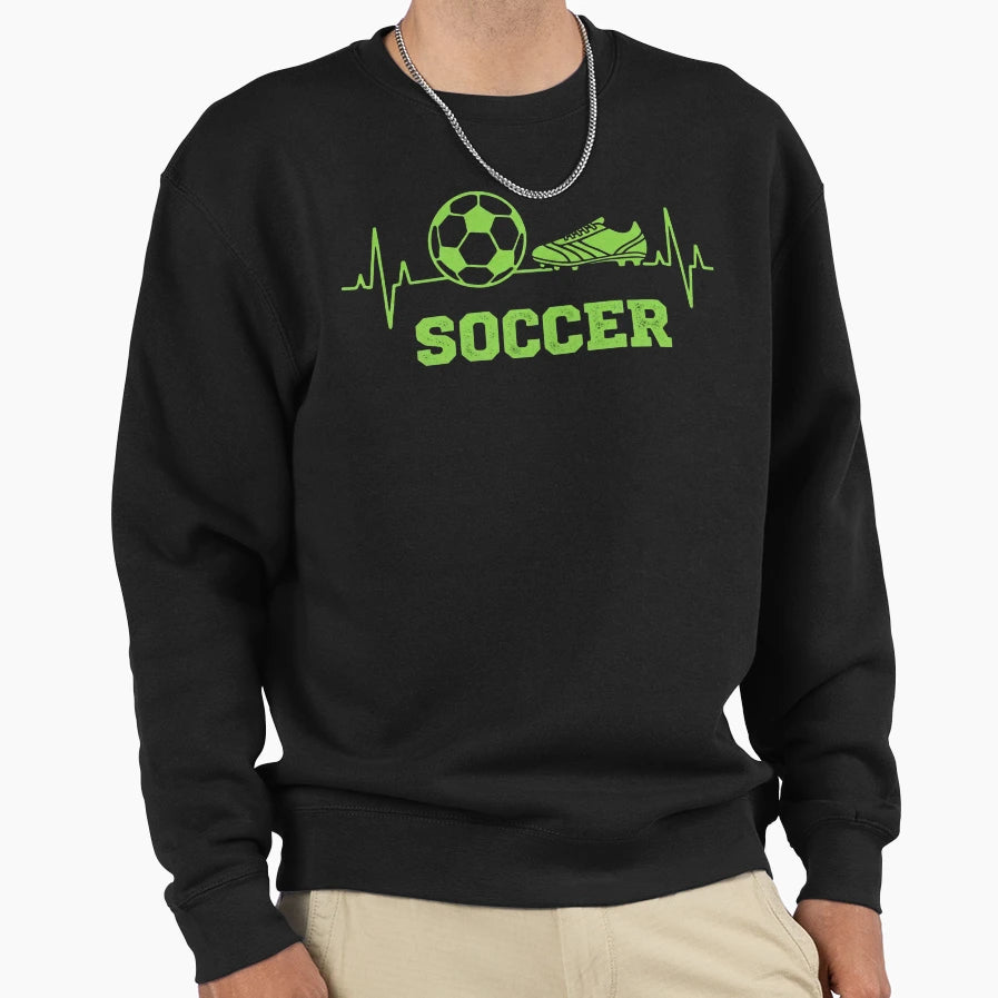 Soccer Heartbeat Pulse Ball Cleat Sweatshirt - Minimalist Print Men Women - T-Shirt, Sweatshirt, Hoodie