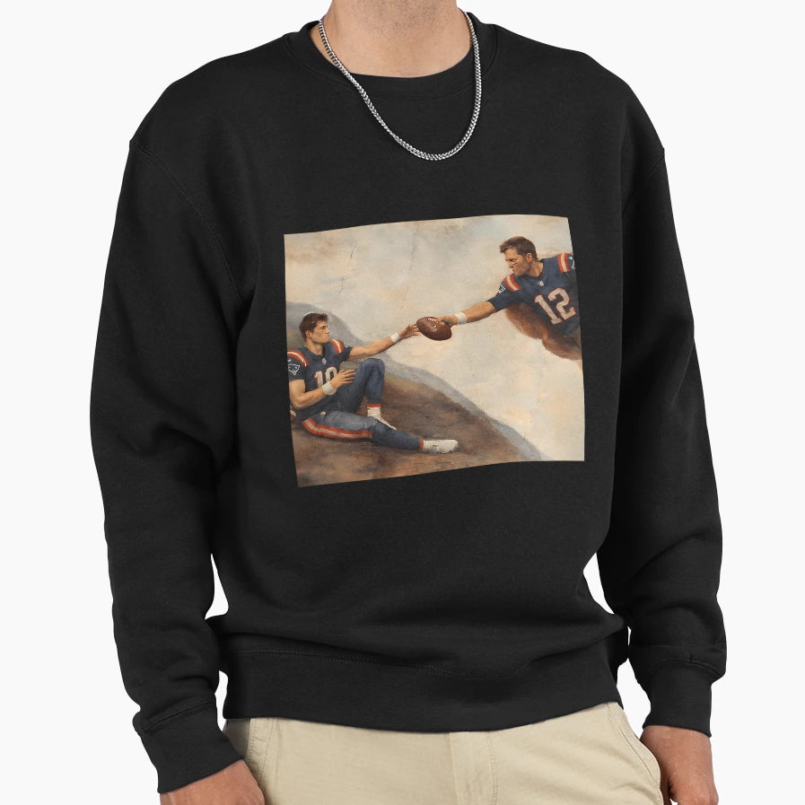 New England Football TB And Drake Maye Sweatshirt - Trendy Graphic Unisex - T-Shirt, Sweatshirt, Hoodie