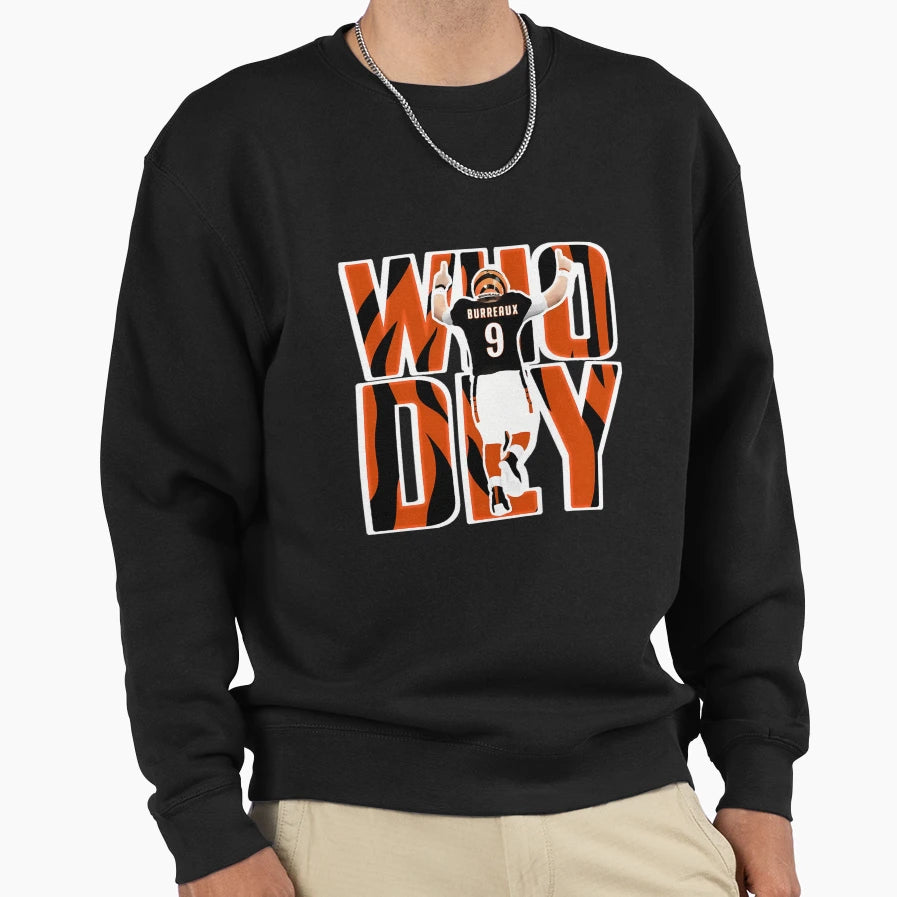 Who Dey Burrow Sweatshirt - Unique Graphic for Adults - T-Shirt, Sweatshirt, Hoodie