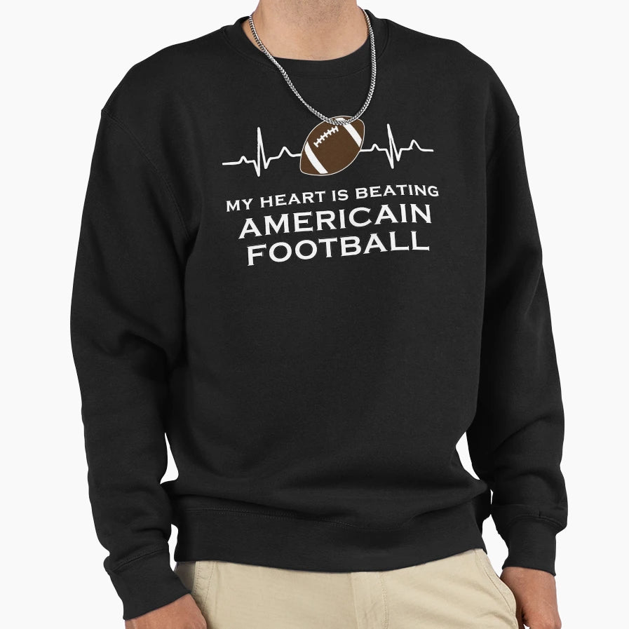 Americain Football Heartbeat Sweatshirt - Unique Graphic for Adults - T-Shirt, Sweatshirt, Hoodie