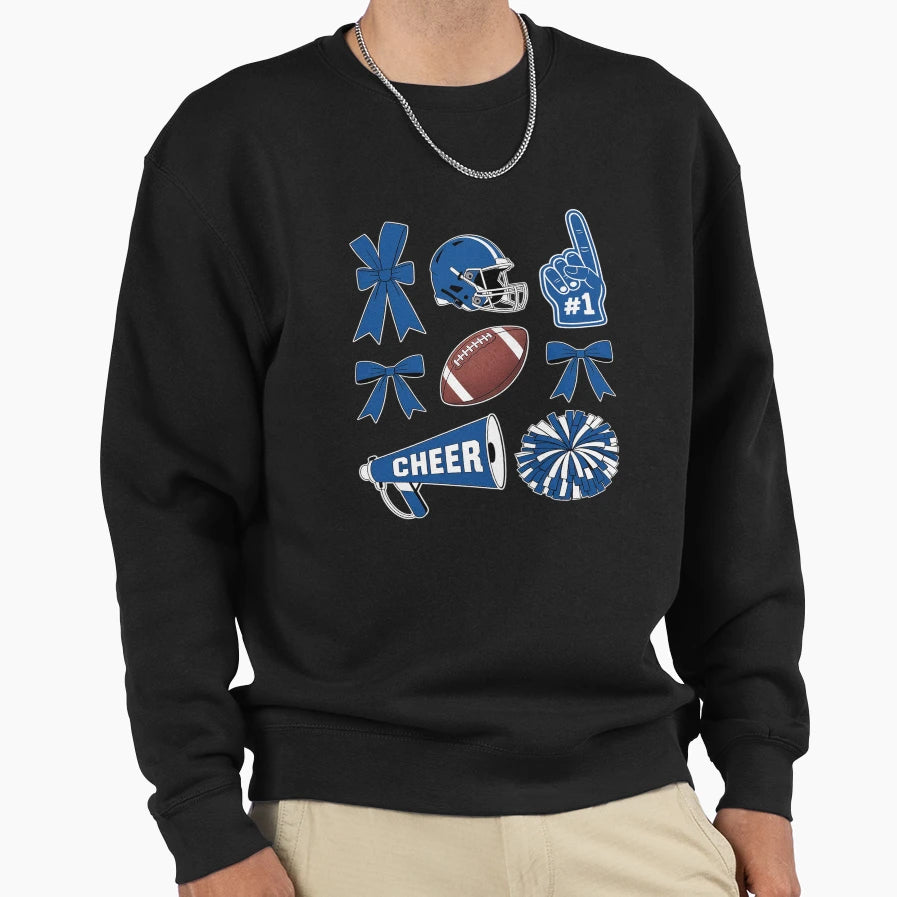 Blue Cheer Football Game Day Coquette Sweatshirt - Minimalist Print Unisex - T-Shirt, Sweatshirt, Hoodie