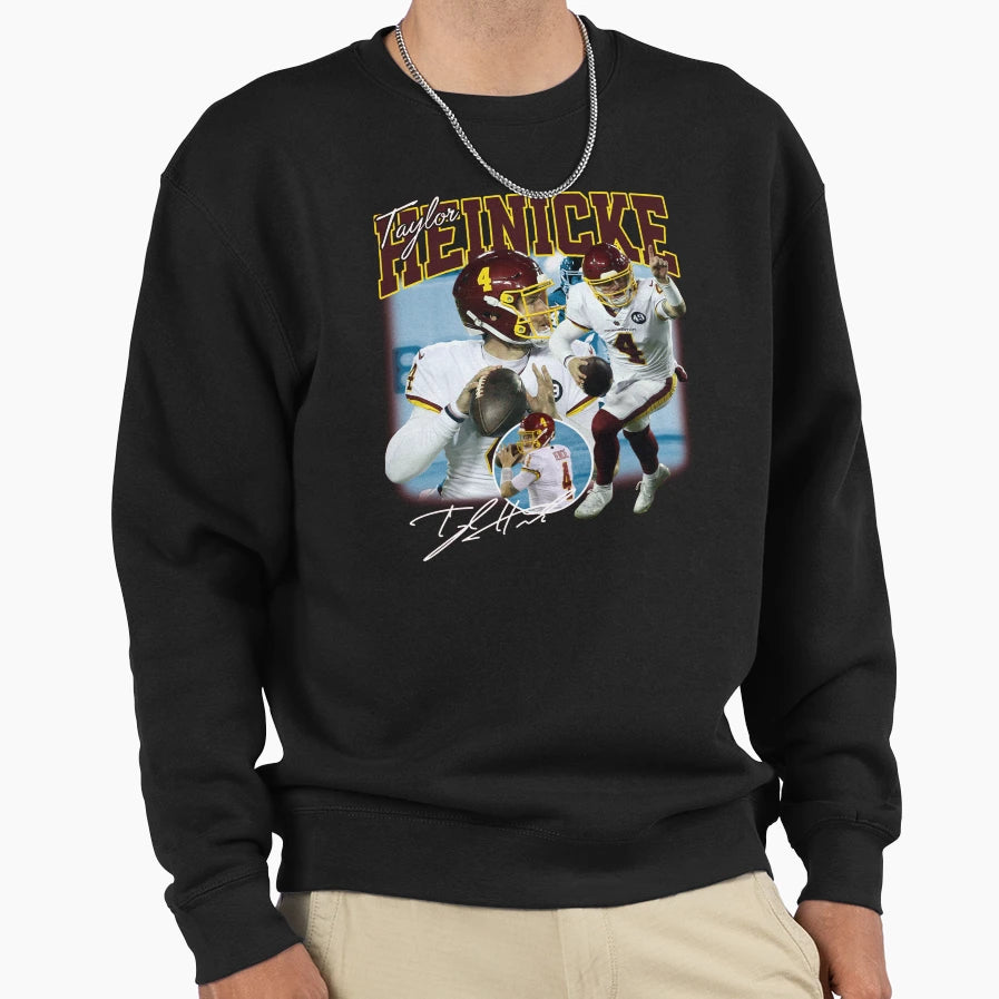 Taylor Heinicke Football Signature R Sweatshirt - Trendy Graphic Unisex - T-Shirt, Sweatshirt, Hoodie