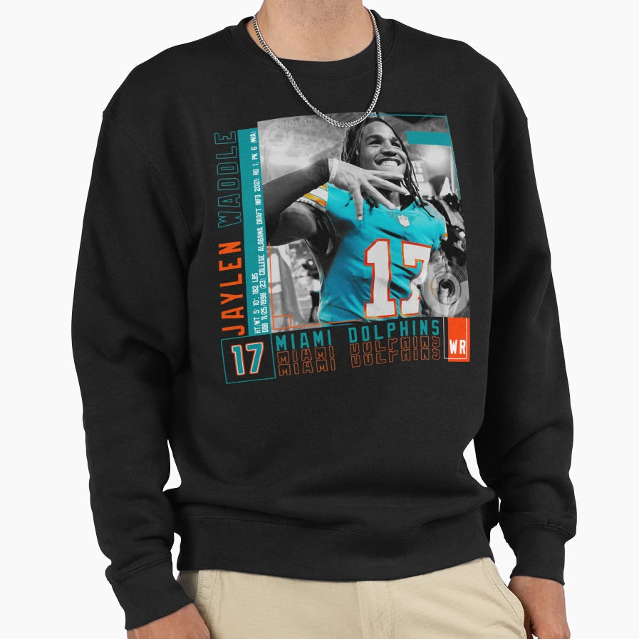 Jaylen Waddle Football Edit Sweatshirt - Novelty Apparel for Adults - T-Shirt, Sweatshirt, Hoodie