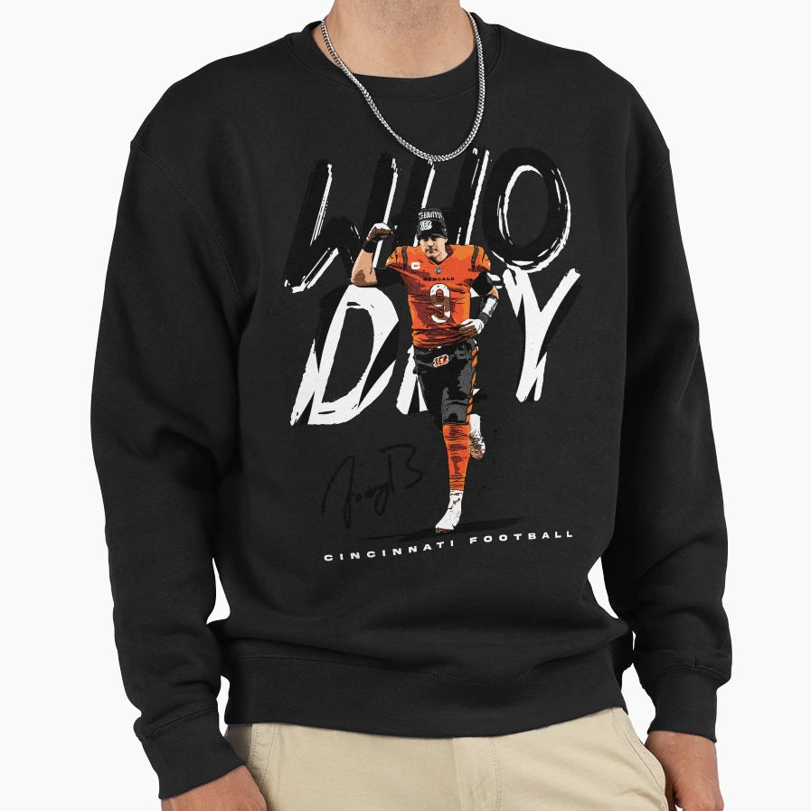 Who Dey Burrow Cincinnati American Sweatshirt - Aesthetic Graphic Unisex - T-Shirt, Sweatshirt, Hoodie