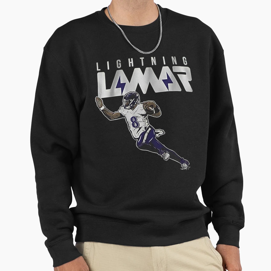 Lighting Lamar Baltimore Ravens Sweatshirt - Custom Art Print for Adults - T-Shirt, Sweatshirt, Hoodie