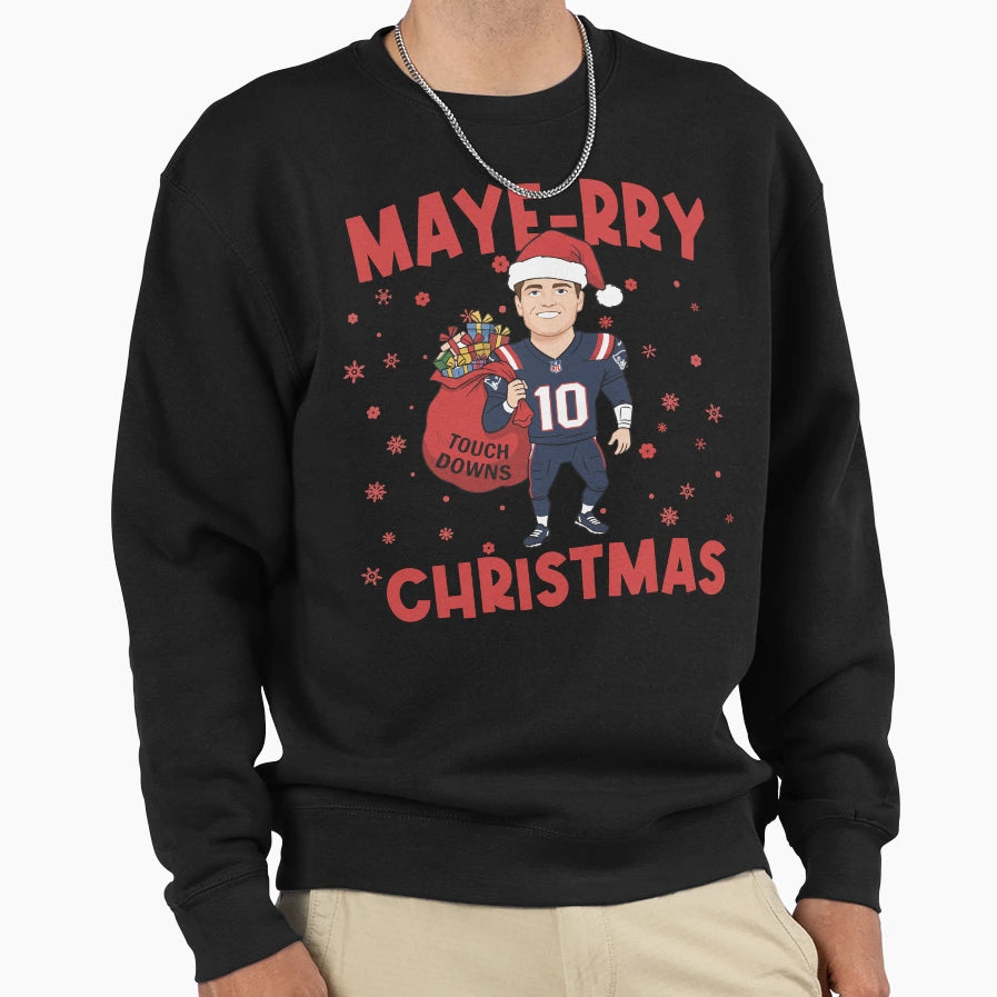 Drake Maye Santa Claus Touch Downs Sweatshirt - Minimalist Print Men Women - T-Shirt, Sweatshirt, Hoodie
