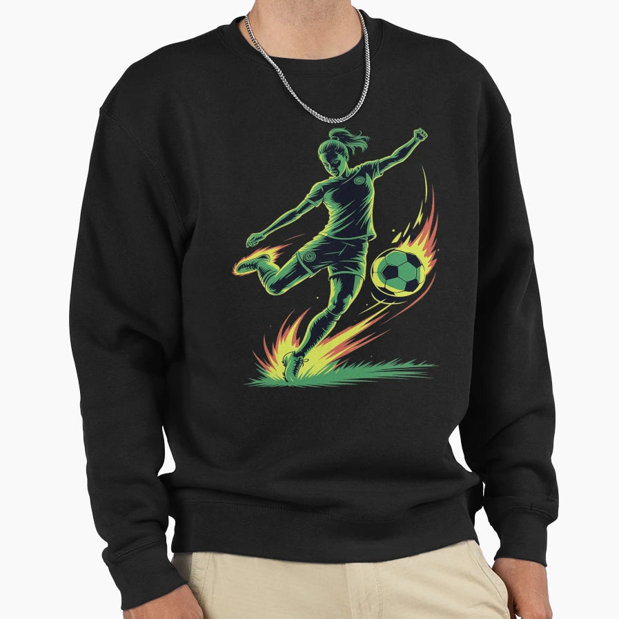Womens Soccer Power Kick Forward Sweatshirt - Minimalist Print for Adults - T-Shirt, Sweatshirt, Hoodie