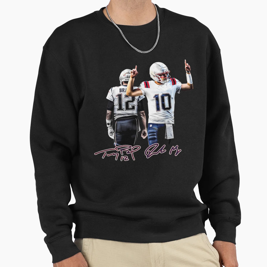 New England Football TB And Drake Maye Sweatshirt - Novelty Apparel Unisex - T-Shirt, Sweatshirt, Hoodie