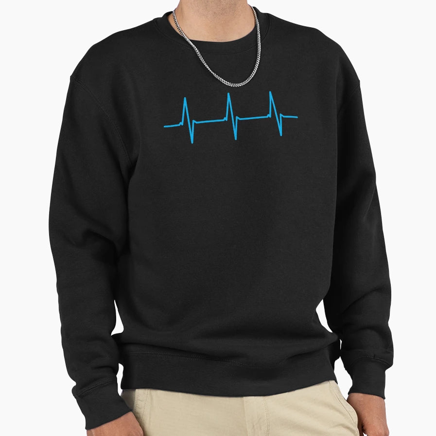 Electrocardiogram Ecg Heart Beat Blue Sweatshirt - Graphic Print for Adults - T-Shirt, Sweatshirt, Hoodie