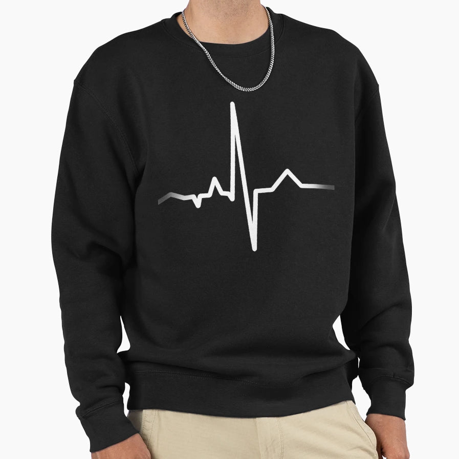 White Heartbeat Sweatshirt - Graphic Print Unisex - T-Shirt, Sweatshirt, Hoodie