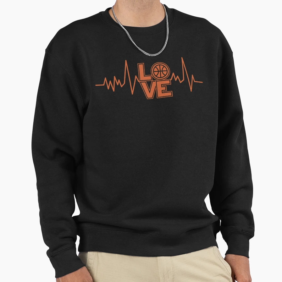 Basketball Heartbeat Sweatshirt - Casual Everyday Wear Men Women - T-Shirt, Sweatshirt, Hoodie