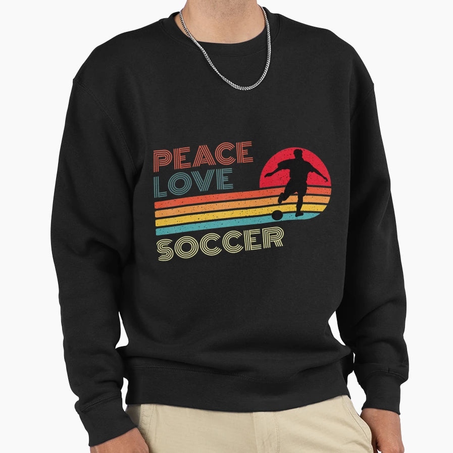 Peace Love Soccer Striped Sunset Sport Sweatshirt - Novelty Apparel Unisex - T-Shirt, Sweatshirt, Hoodie