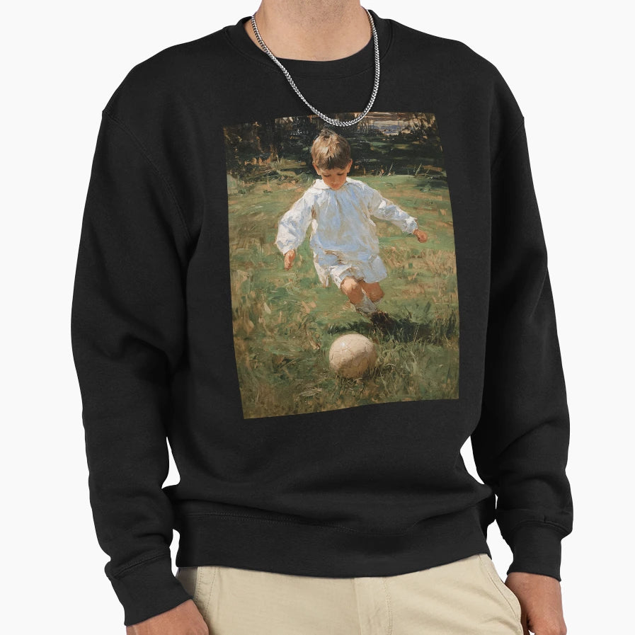Young Playing Soccer Sweatshirt - Aesthetic Graphic for Adults - T-Shirt, Sweatshirt, Hoodie