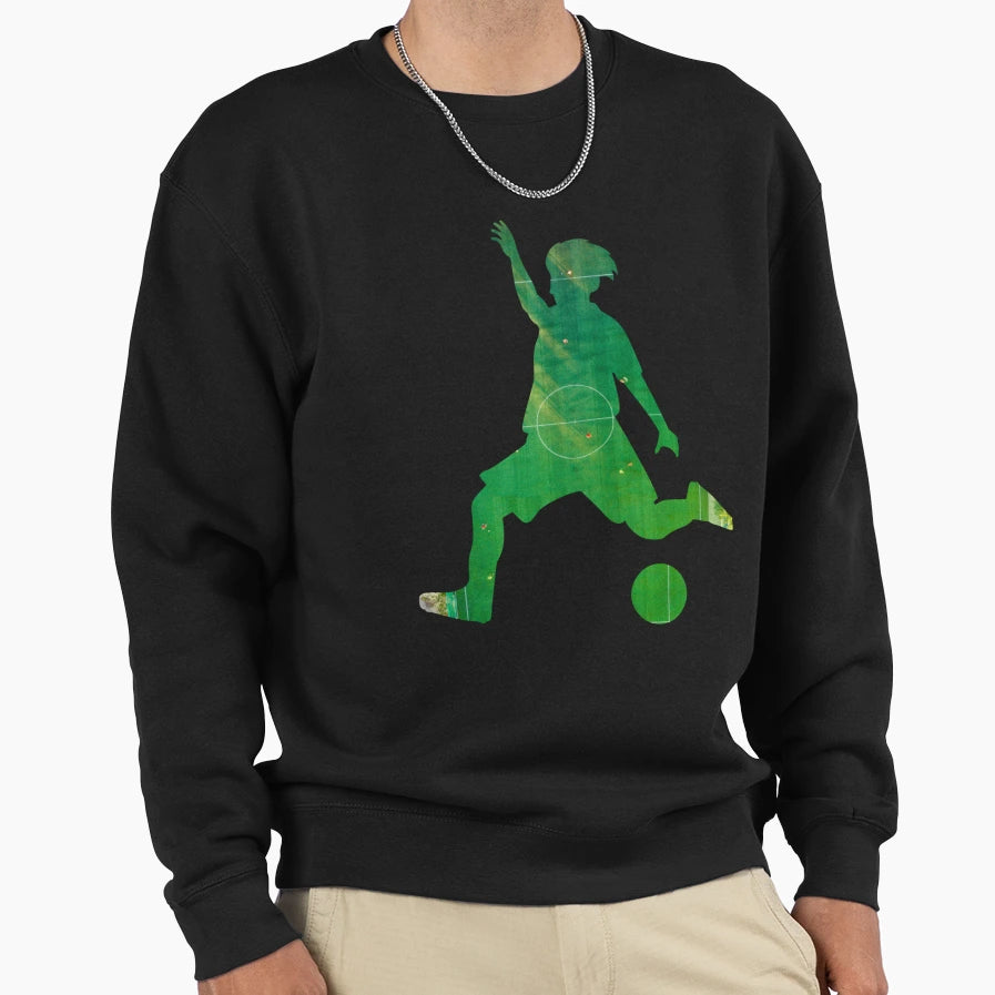 Soccer Player And Ball Football Field Sweatshirt - Unique Graphic Unisex - T-Shirt, Sweatshirt, Hoodie