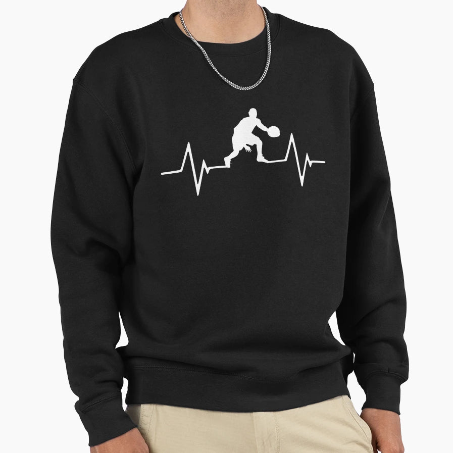 Basketball Heartbeat Love Sweatshirt - Novelty Apparel for Adults - T-Shirt, Sweatshirt, Hoodie