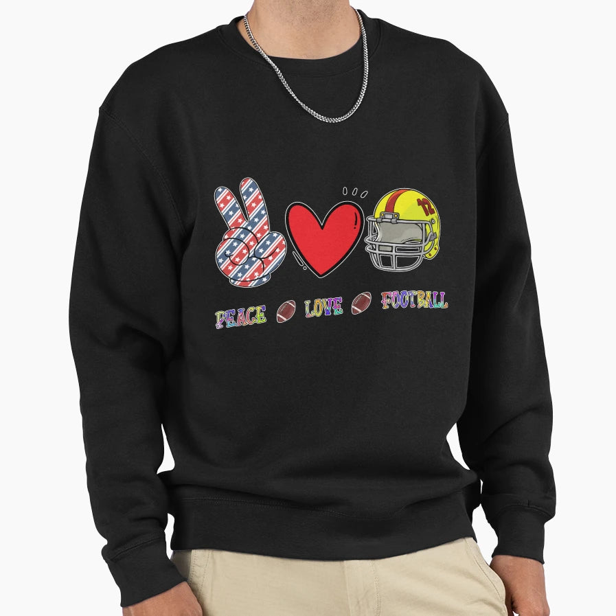 Peace Love Football Leopard Sweatshirt - Streetwear Style for Adults - T-Shirt, Sweatshirt, Hoodie