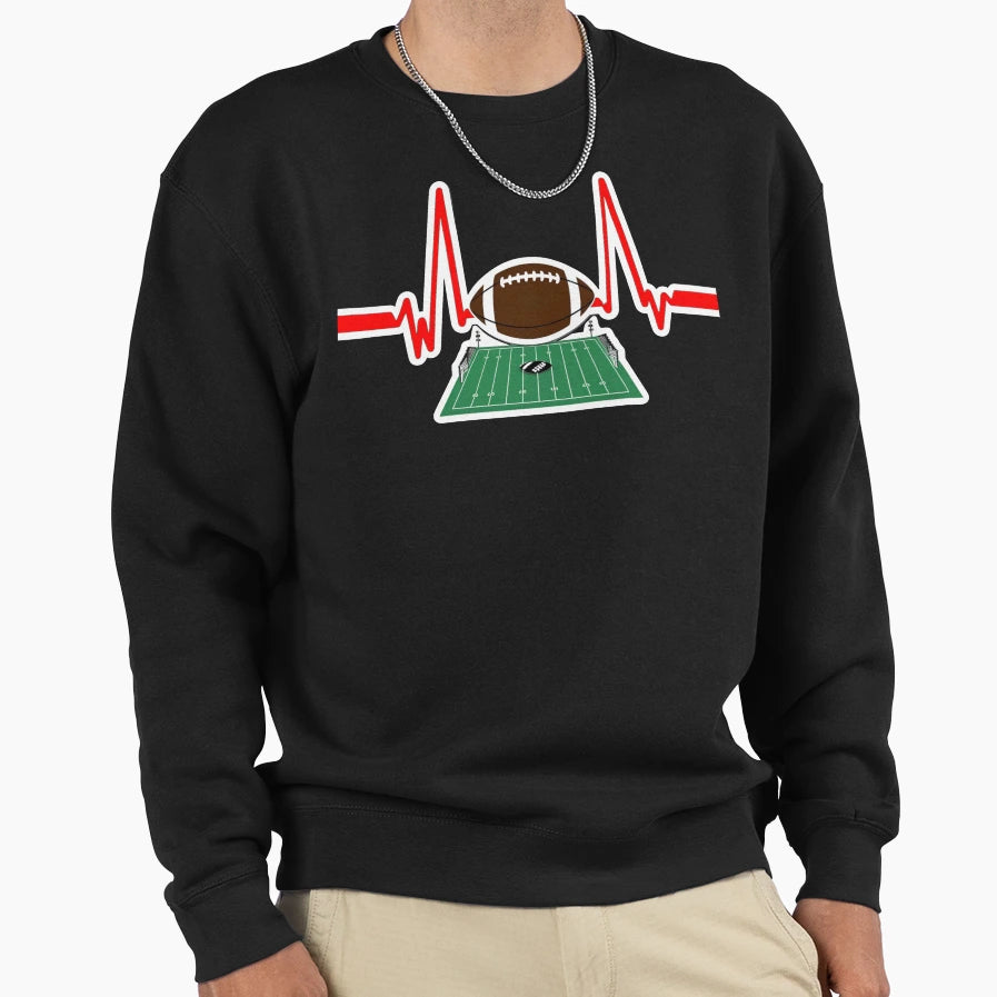 Heartbeat Football Passionate Sweatshirt - Trendy Graphic Men Women - T-Shirt, Sweatshirt, Hoodie