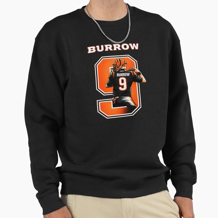 JB Bold Cincinnati Number 9 Football Sweatshirt - Streetwear Style Unisex - T-Shirt, Sweatshirt, Hoodie