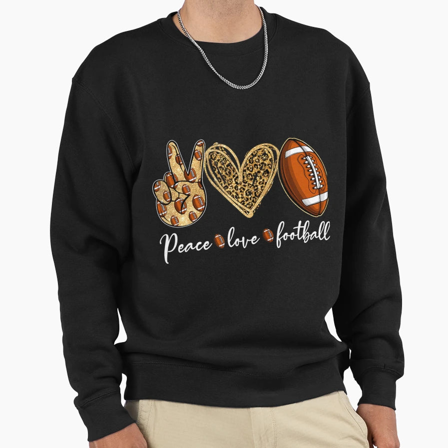 Peace Love Football Sports Sweatshirt - Minimalist Print Unisex - T-Shirt, Sweatshirt, Hoodie