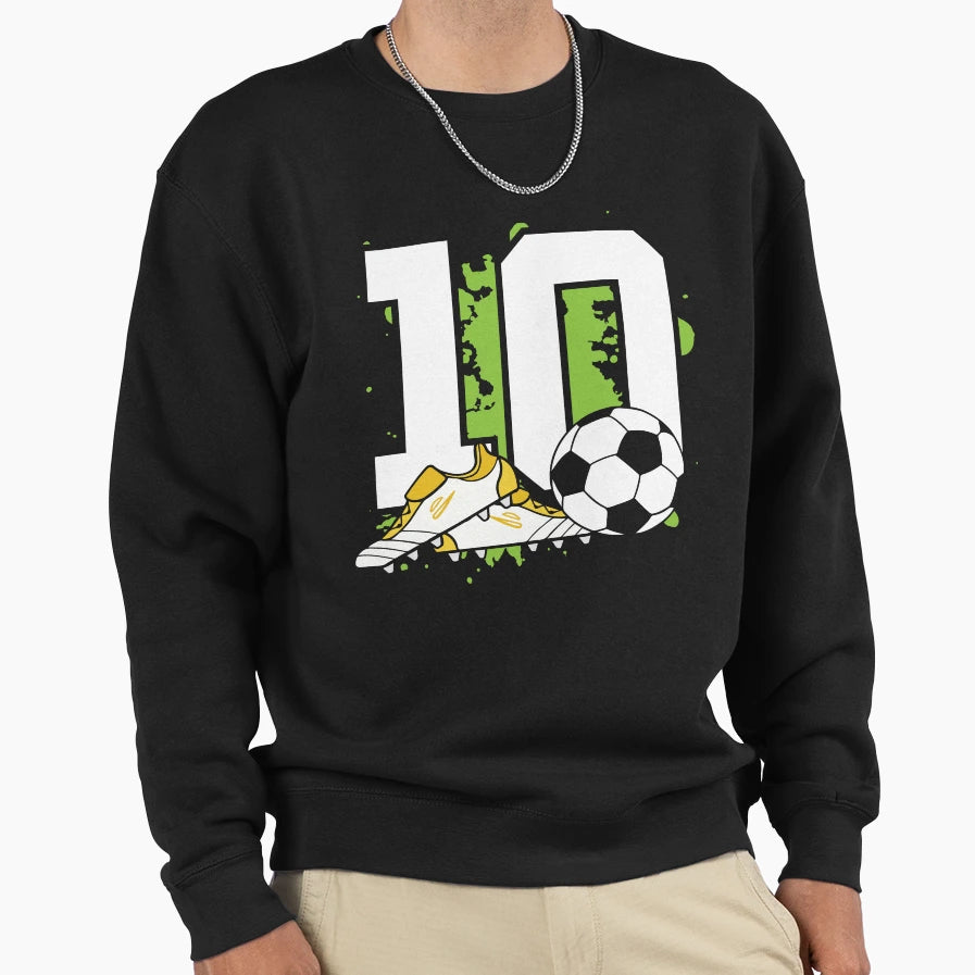 Football Birthday 10 Years Old 10Th Sweatshirt - Graphic Print Men Women - T-Shirt, Sweatshirt, Hoodie