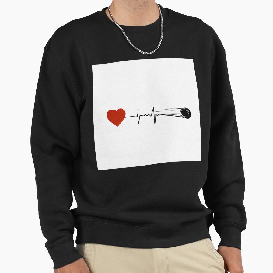 Hockey Heartbeat Sweatshirt - Minimalist Print Unisex - T-Shirt, Sweatshirt, Hoodie
