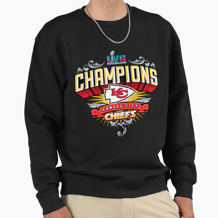 Kansas Champions Chiefs Lvii Sweatshirt - Aesthetic Graphic Unisex - T-Shirt, Sweatshirt, Hoodie