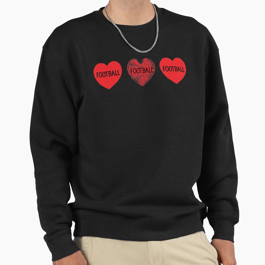 Love Football Hearts Sweatshirt - Streetwear Style Unisex - T-Shirt, Sweatshirt, Hoodie
