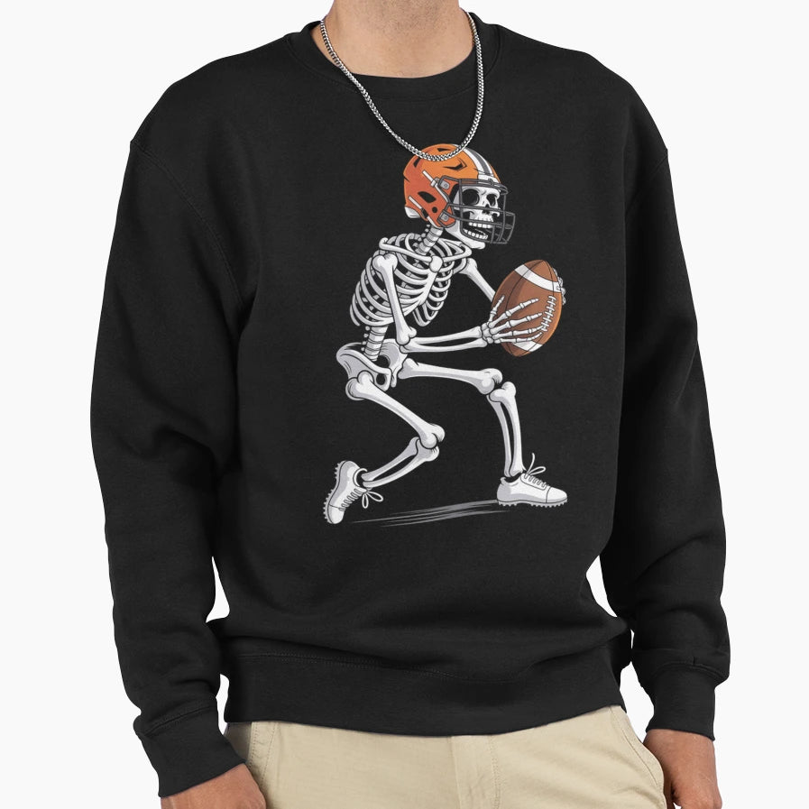 Skeleton Football Halloween Sweatshirt - Graphic Print Unisex - T-Shirt, Sweatshirt, Hoodie