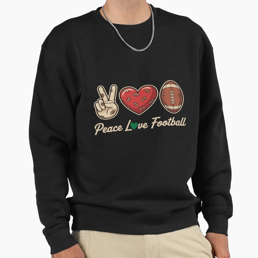 Peace Love Football Lovers Sweatshirt - Minimalist Print for Adults - T-Shirt, Sweatshirt, Hoodie
