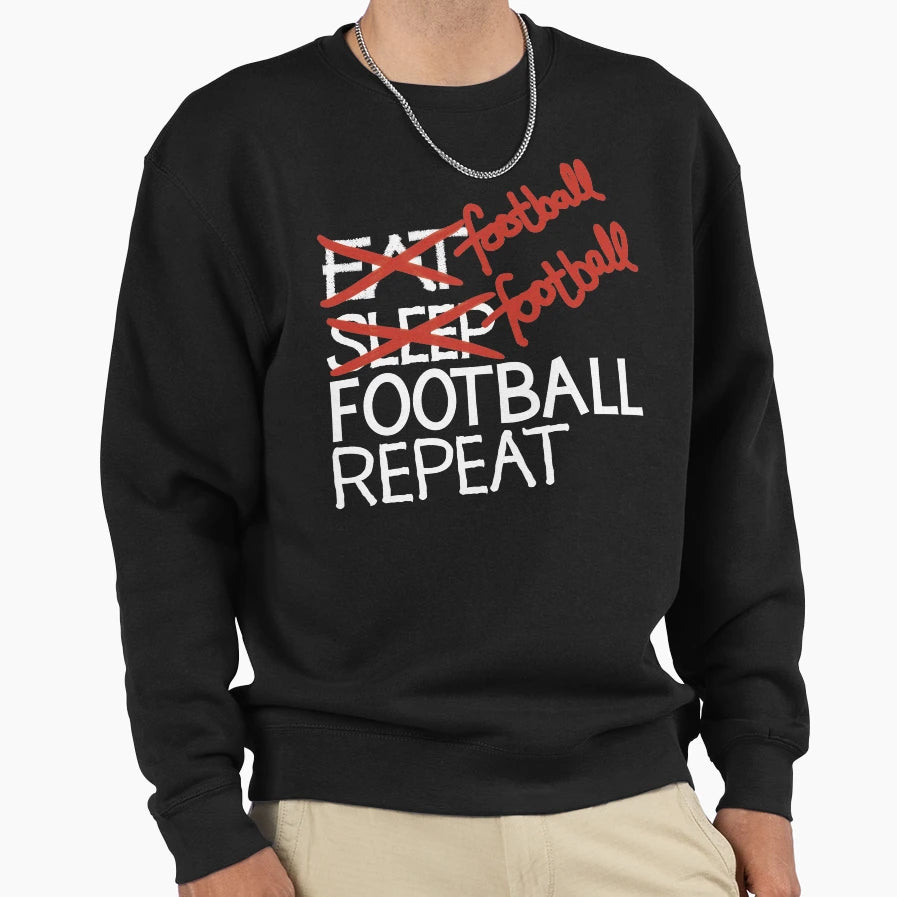 Football Football Football Repeat Sweatshirt - Unique Graphic for Adults - T-Shirt, Sweatshirt, Hoodie