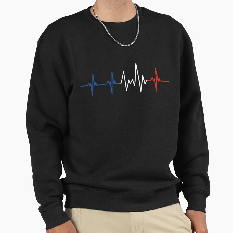 France Heartbeat Flag Sweatshirt - Custom Art Print Men Women - T-Shirt, Sweatshirt, Hoodie