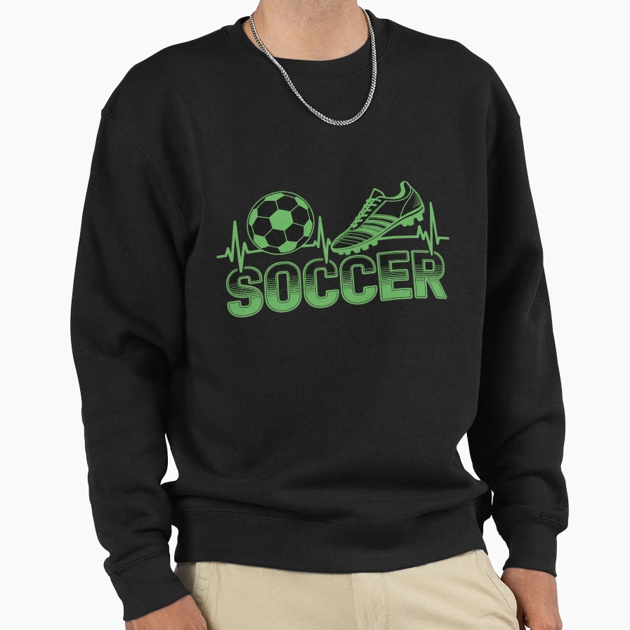 Soccer Heartbeat Pulse Ball Cleat Sweatshirt - Novelty Apparel for Adults - T-Shirt, Sweatshirt, Hoodie