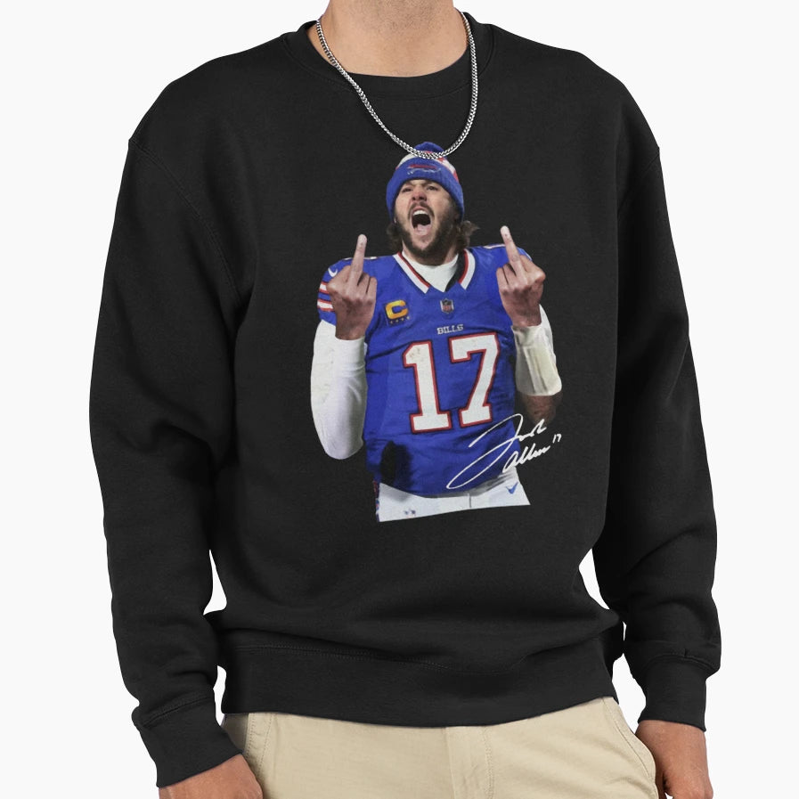 Josh Allenflipping Bird Sweatshirt - Casual Everyday Wear Men Women - T-Shirt, Sweatshirt, Hoodie